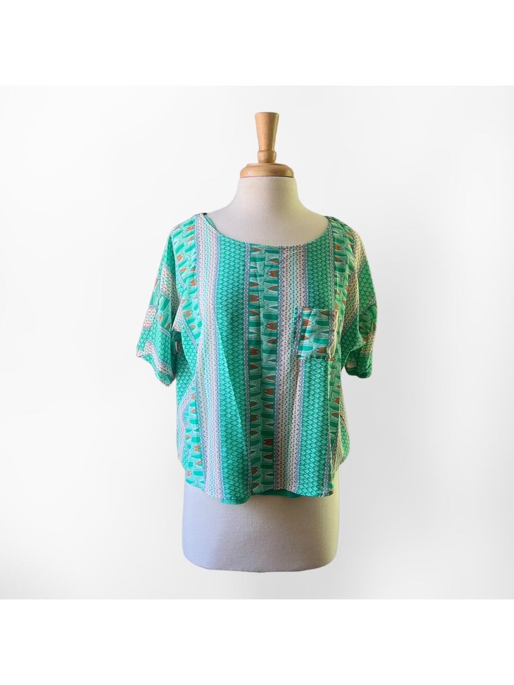 Anthro Meadow Rue Teal Light Green Short Sleeve Top